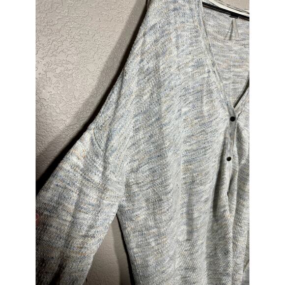 Free People Light Heathered Gray High Low Oversized Cardigan Button Front Large - Picture 3 of 8
